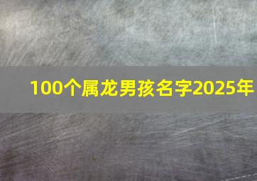 100个属龙男孩名字2025年