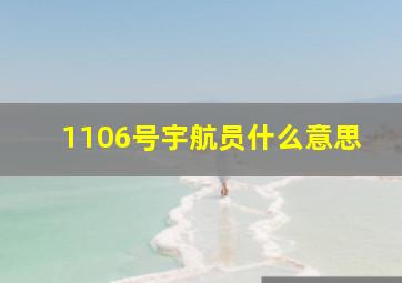 1106号宇航员什么意思