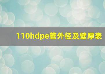 110hdpe管外径及壁厚表