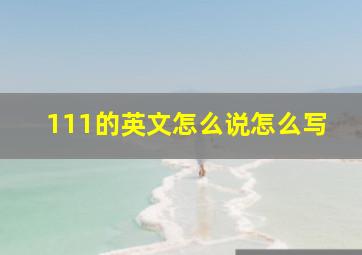 111的英文怎么说怎么写