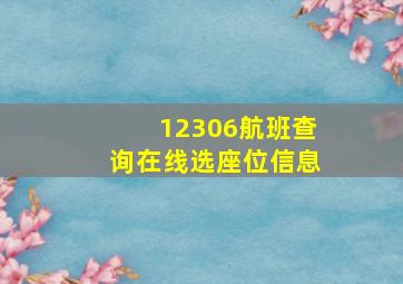 12306航班查询在线选座位信息