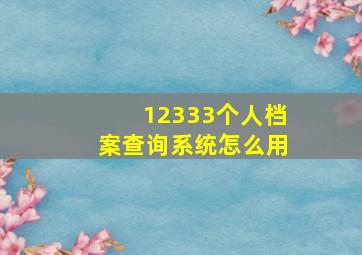 12333个人档案查询系统怎么用