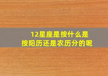 12星座是按什么是按阳历还是农历分的呢