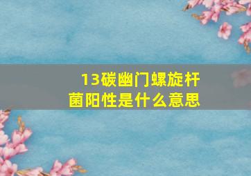 13碳幽门螺旋杆菌阳性是什么意思