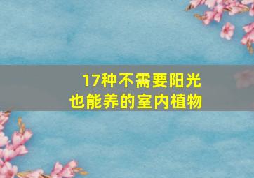 17种不需要阳光也能养的室内植物