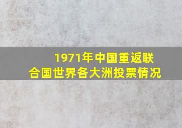 1971年中国重返联合国世界各大洲投票情况