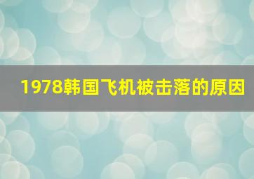 1978韩国飞机被击落的原因