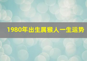 1980年出生属猴人一生运势