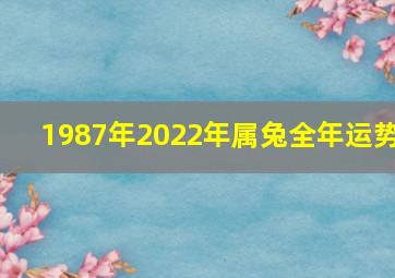 1987年2022年属兔全年运势