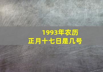 1993年农历正月十七日是几号