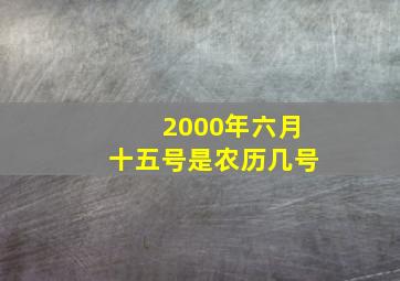 2000年六月十五号是农历几号