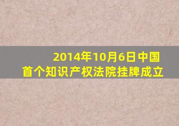 2014年10月6日中国首个知识产权法院挂牌成立