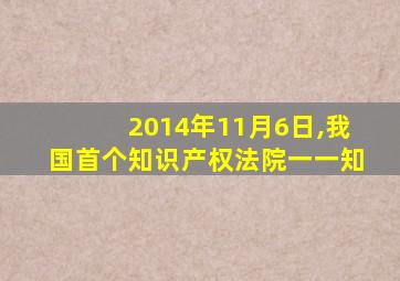 2014年11月6日,我国首个知识产权法院一一知