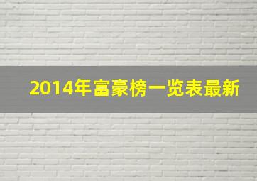 2014年富豪榜一览表最新