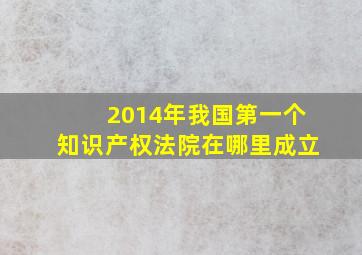 2014年我国第一个知识产权法院在哪里成立