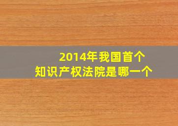 2014年我国首个知识产权法院是哪一个