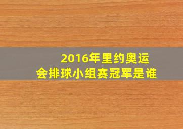 2016年里约奥运会排球小组赛冠军是谁