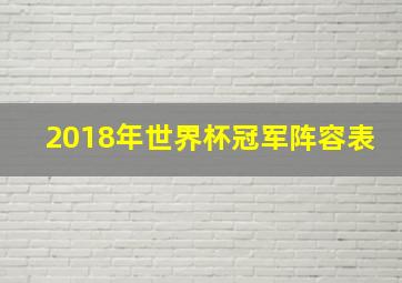 2018年世界杯冠军阵容表