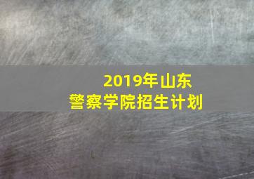 2019年山东警察学院招生计划