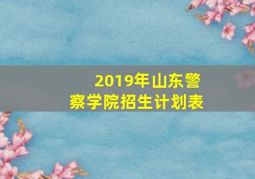 2019年山东警察学院招生计划表