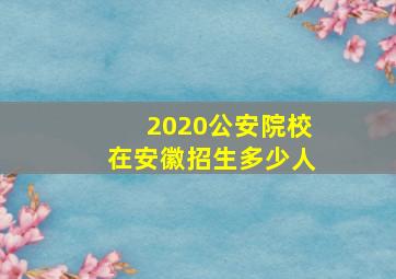 2020公安院校在安徽招生多少人