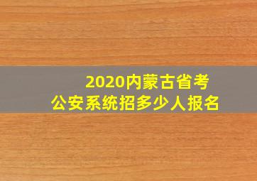 2020内蒙古省考公安系统招多少人报名