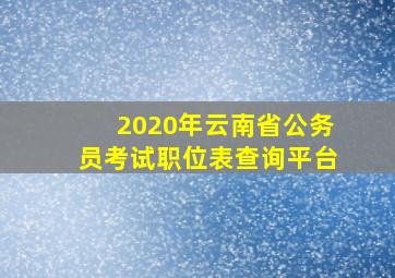 2020年云南省公务员考试职位表查询平台