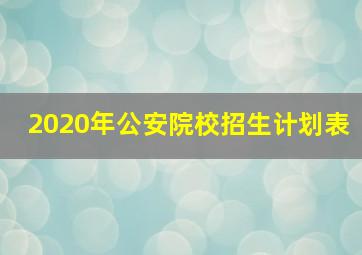 2020年公安院校招生计划表