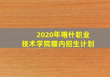 2020年喀什职业技术学院疆内招生计划