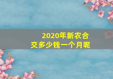 2020年新农合交多少钱一个月呢