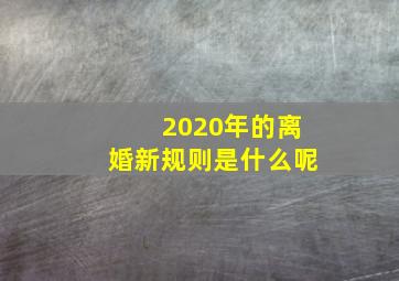 2020年的离婚新规则是什么呢