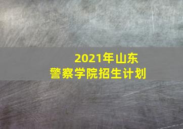 2021年山东警察学院招生计划