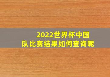 2022世界杯中国队比赛结果如何查询呢