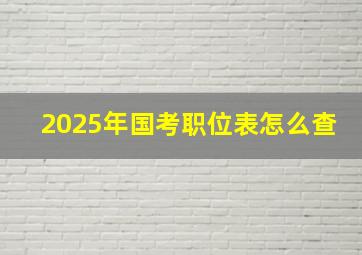 2025年国考职位表怎么查