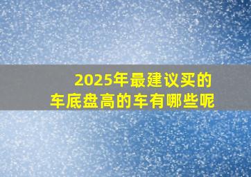 2025年最建议买的车底盘高的车有哪些呢