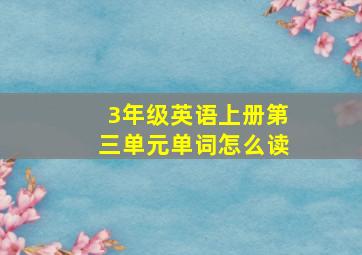 3年级英语上册第三单元单词怎么读