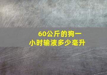 60公斤的狗一小时输液多少毫升