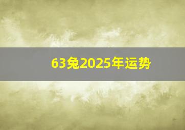 63兔2025年运势