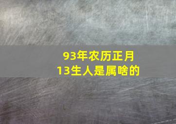 93年农历正月13生人是属啥的