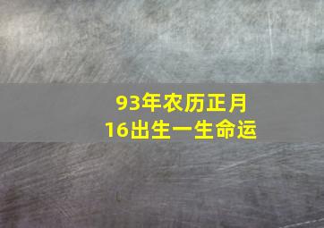 93年农历正月16出生一生命运