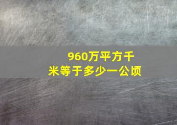 960万平方千米等于多少一公顷