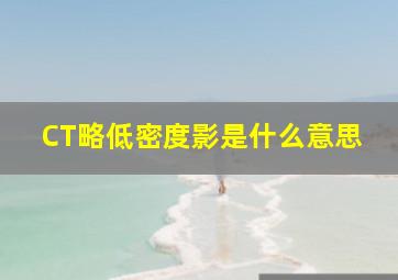 CT略低密度影是什么意思