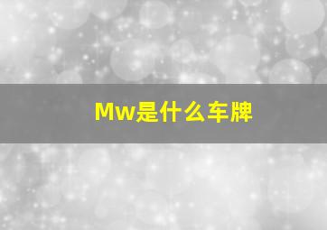 Mw是什么车牌