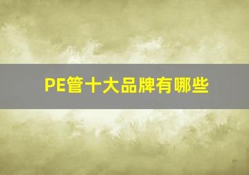 PE管十大品牌有哪些