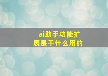 ai助手功能扩展是干什么用的