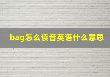 bag怎么读音英语什么意思