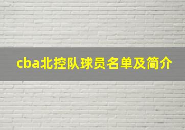 cba北控队球员名单及简介