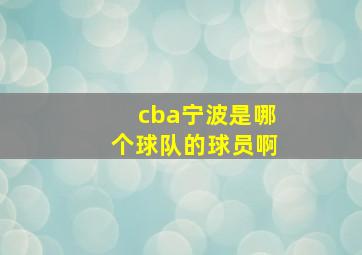 cba宁波是哪个球队的球员啊