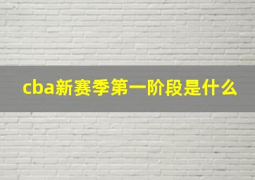 cba新赛季第一阶段是什么