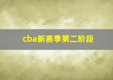 cba新赛季第二阶段